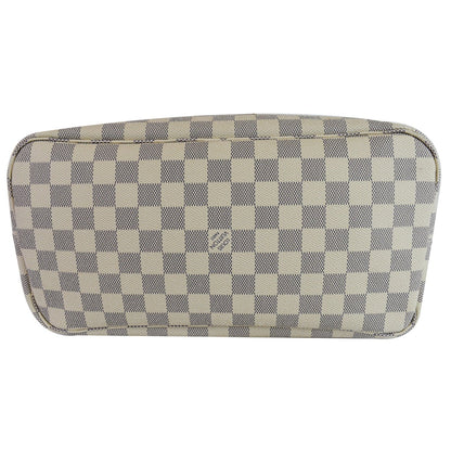 LOUIS VUITTON  Neverfull MM Damier Azur Tote Shoulder Bag White