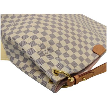 LOUIS VUITTON Graceful MM Damier Azur Hobo Shoulder Bag White