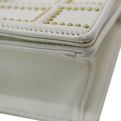 CHRISTIAN DIOR Small Diorama Studded Leather Flap Shoulder Bag White