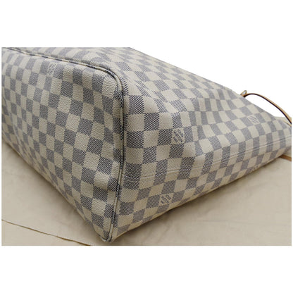 LOUIS VUITTON Neverfull GM Damier Azur Tote Shoulder Bag White