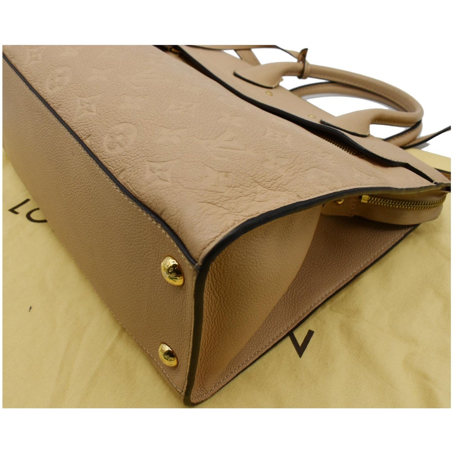 LOUIS VUITTON Pont Neuf MM Monogram Empreinte Leather Shoulder Bag Beige
