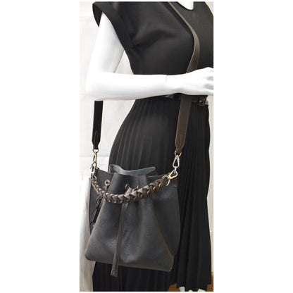 LOUIS VUITTON Muria Mahina Perforated Leather Shoulder Bag Black