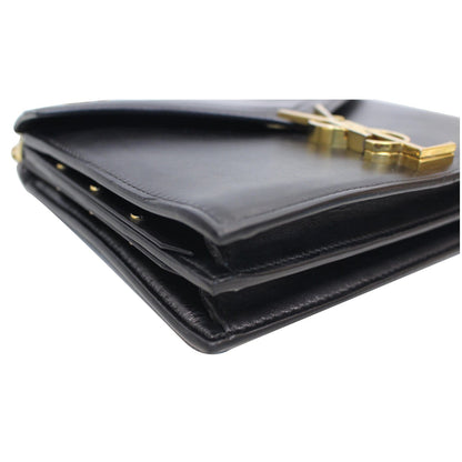 YVES SAINT LAURENT Cassandra Medium Monogram Clasp Shoulder Bag Black