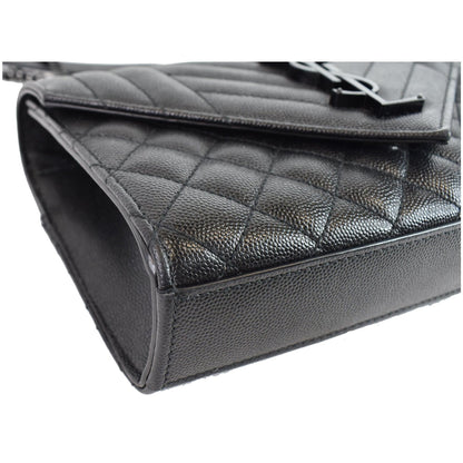 YVES SAINT LAURENT Small Envelope Matelassé Leather Shoulder Bag Black