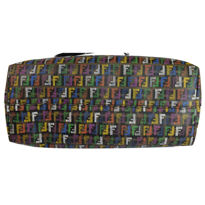 FENDI Zucca Print Roll Canvas Shoulder Tote Bag Multicolor