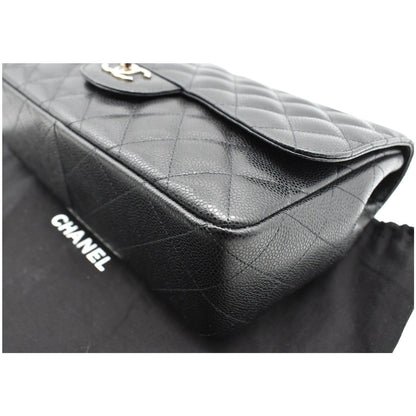 CHANEL Jumbo Classic Single Flap Caviar Leather Shoulder Bag Black