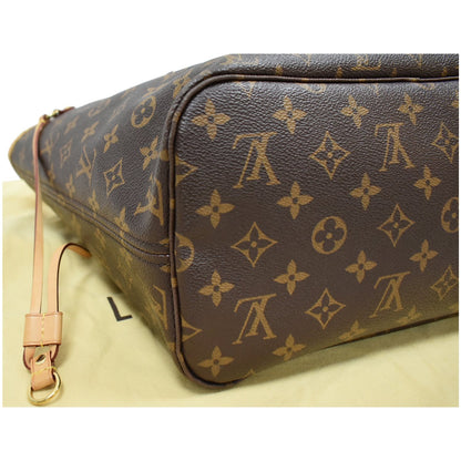 LOUIS VUITTON Neverfull MM Monogram Canvas Tote Shoulder Bag Brown