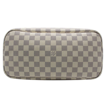 LOUIS VUITTON Neverfull MM Damier Azur Tote Shoulder Bag White