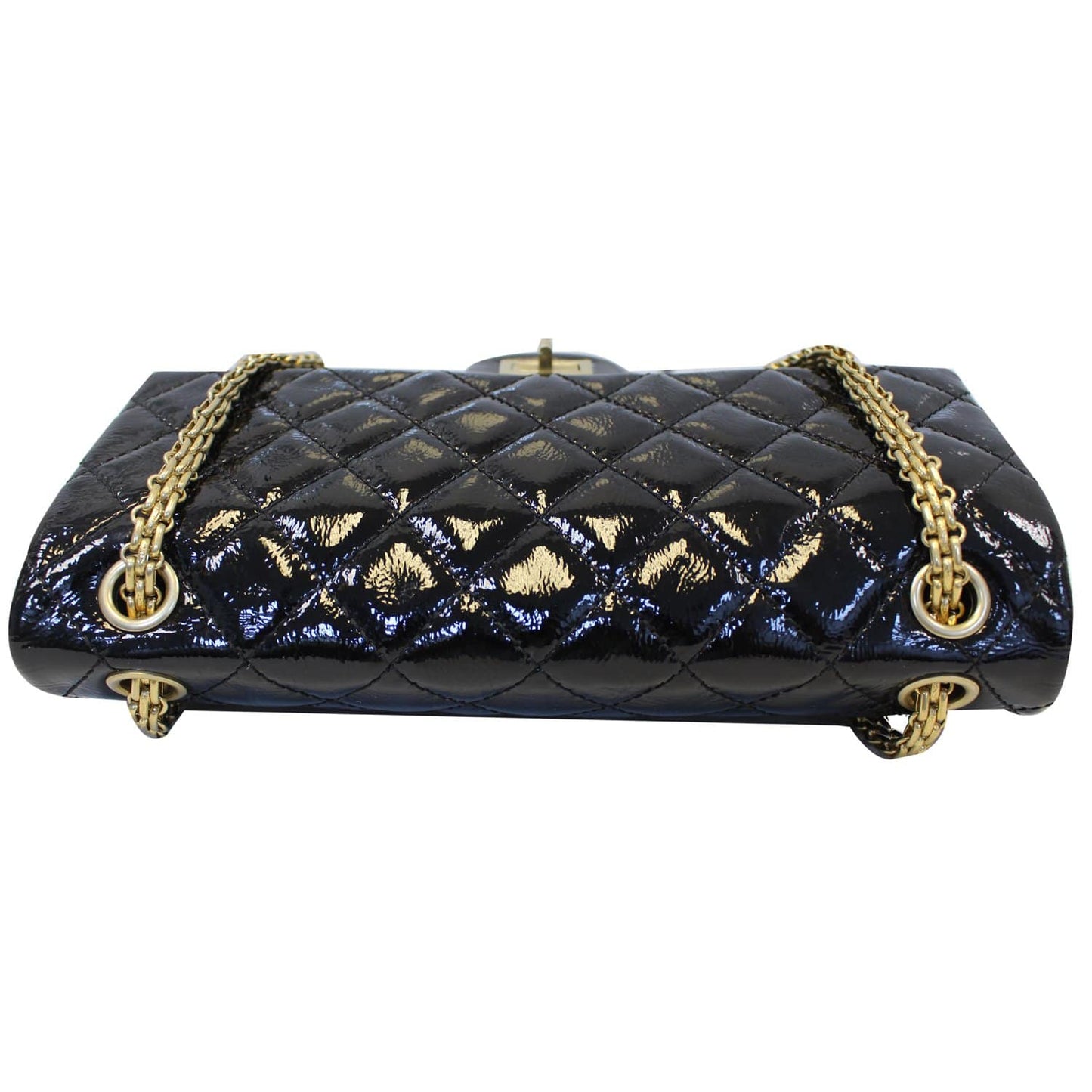CHANEL Reissue Double Flap Patent Leather Shoulder Bag Black