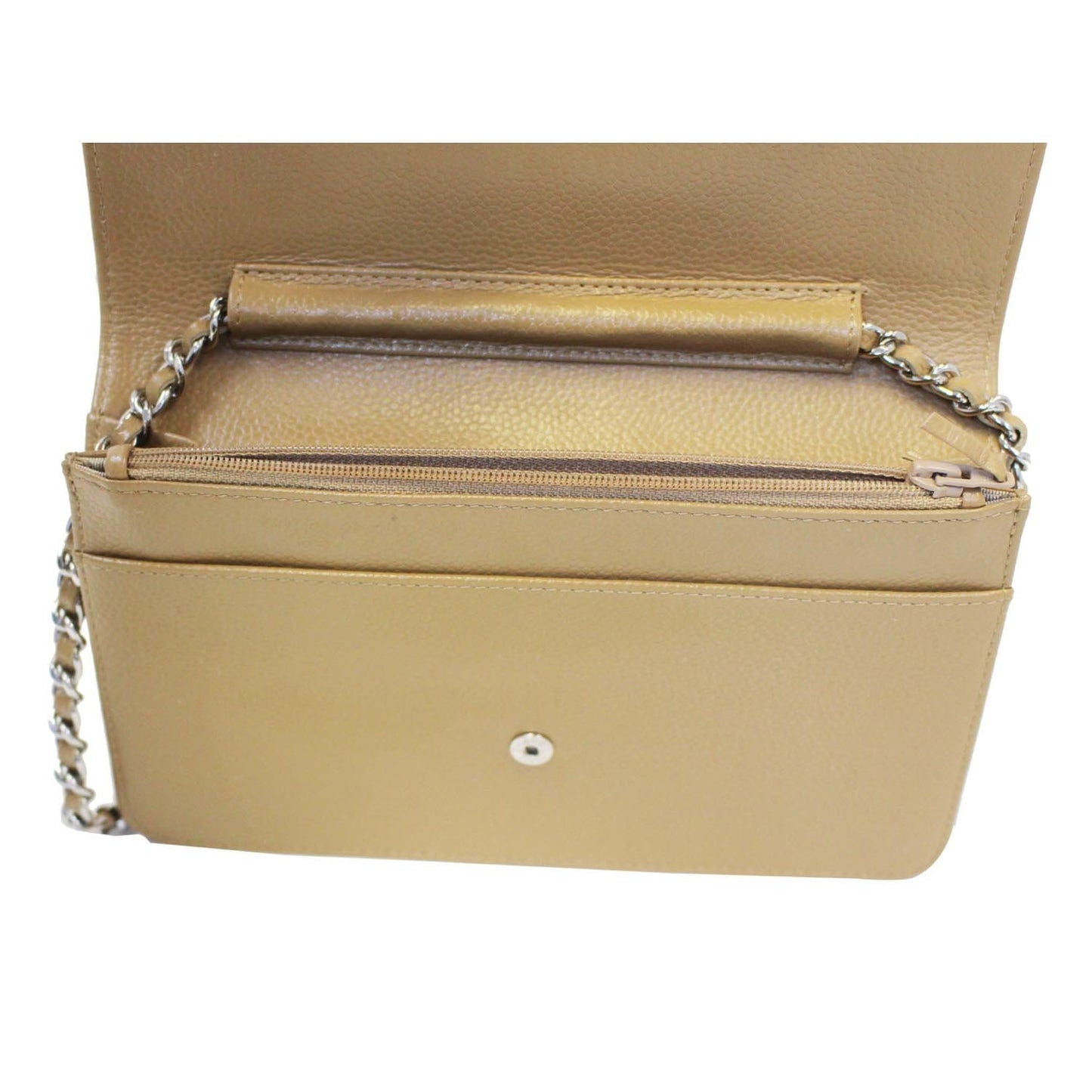 CHANEL Timeless WOC Caviar Leather Clutch Crossbody Bag Beige