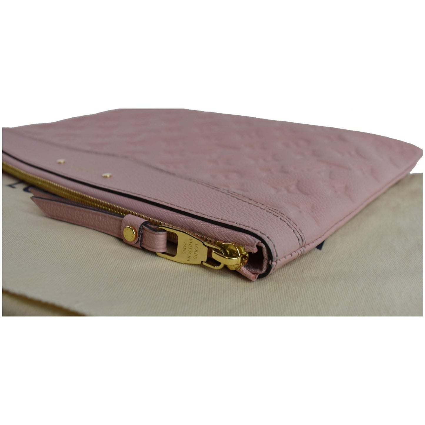 LOUIS VUITTON Daily Pouch Monogram Empreinte Leather Clutch Rose Poudre