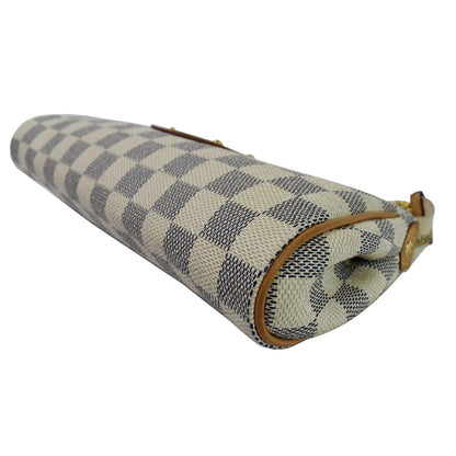 LOUIS VUITTON Pochette Eva Damier Azur Clutch Bag White