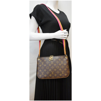 LOUIS VUITTON Lorette Monogram Canvas Shoulder Bag Brown