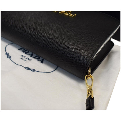 PRADA Saffiano Leather Mini Shoulder Bag Black