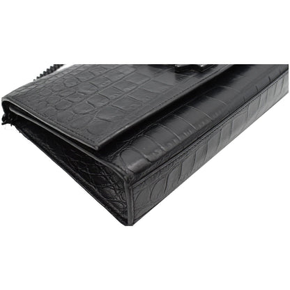 YVES SAINT LAURENT WOC Crocodile-Embossed Shoulder Bag Black  - Hot Deals
