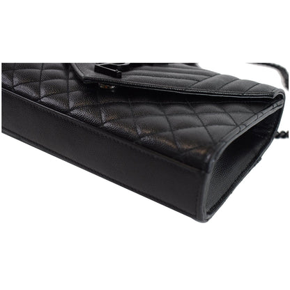 YVES SAINT LAURENT Small Envelope Matelassé Leather Shoulder Bag Black