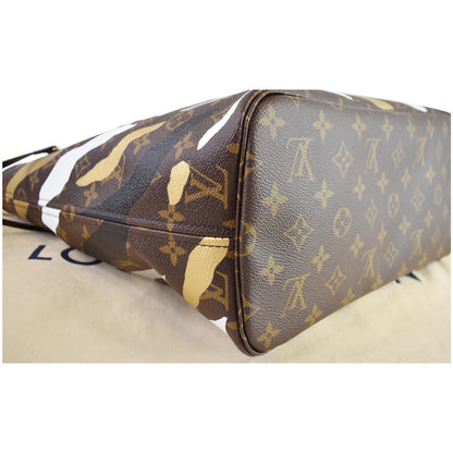LOUIS VUITTON LVXLOL Neverfull MM Monogram Canvas Shoulder Bag Gold Silver