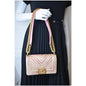 CHANEL Small Boy Chevron Cotton Mixed Fibers Shoulder Bag Pink