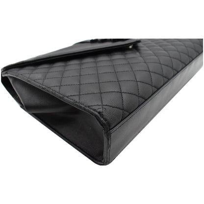 YVES SAINT LAURENT Envelope Large Grain De Poudre Leather Shoulder Bag Black