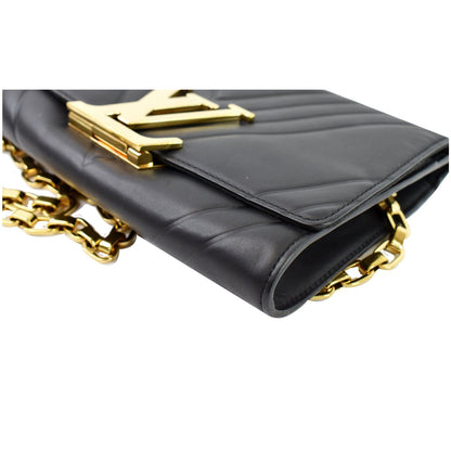 LOUIS VUITTON Airy V Louise GM Calfskin Pochette Chain Shoulder Bag Black