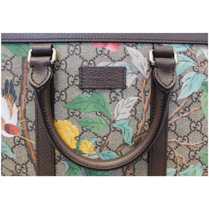 GUCCI GG Supreme Monogram Tian Print Tote Shoulder Bag Maple Brown 406387