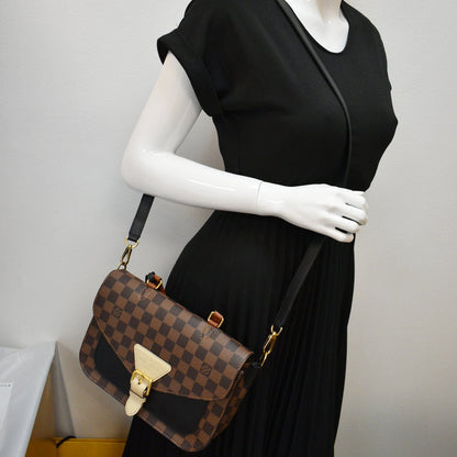 LOUIS VUITTON Beaumarchais Damier Ebene Shoulder Bag Brown