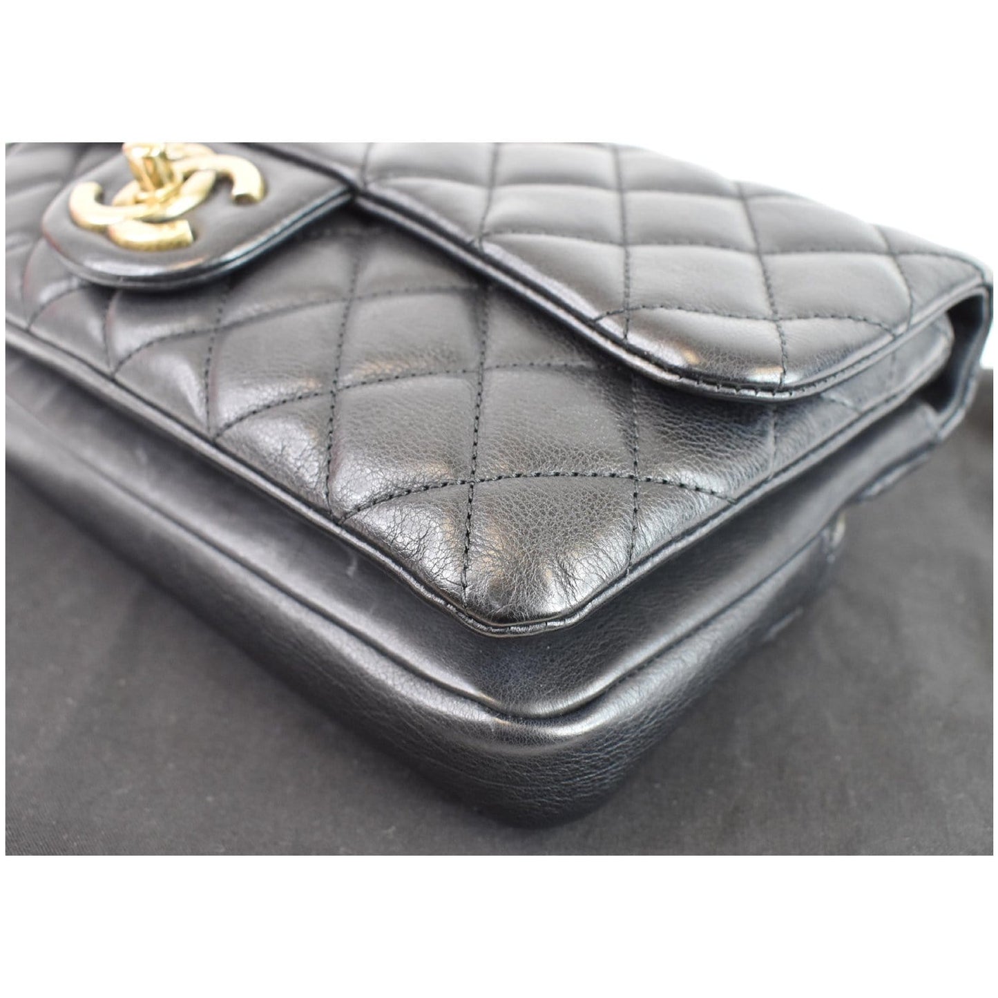CHANEL CC Crown Flap Small Calfskin Leather Shoulder Bag Black