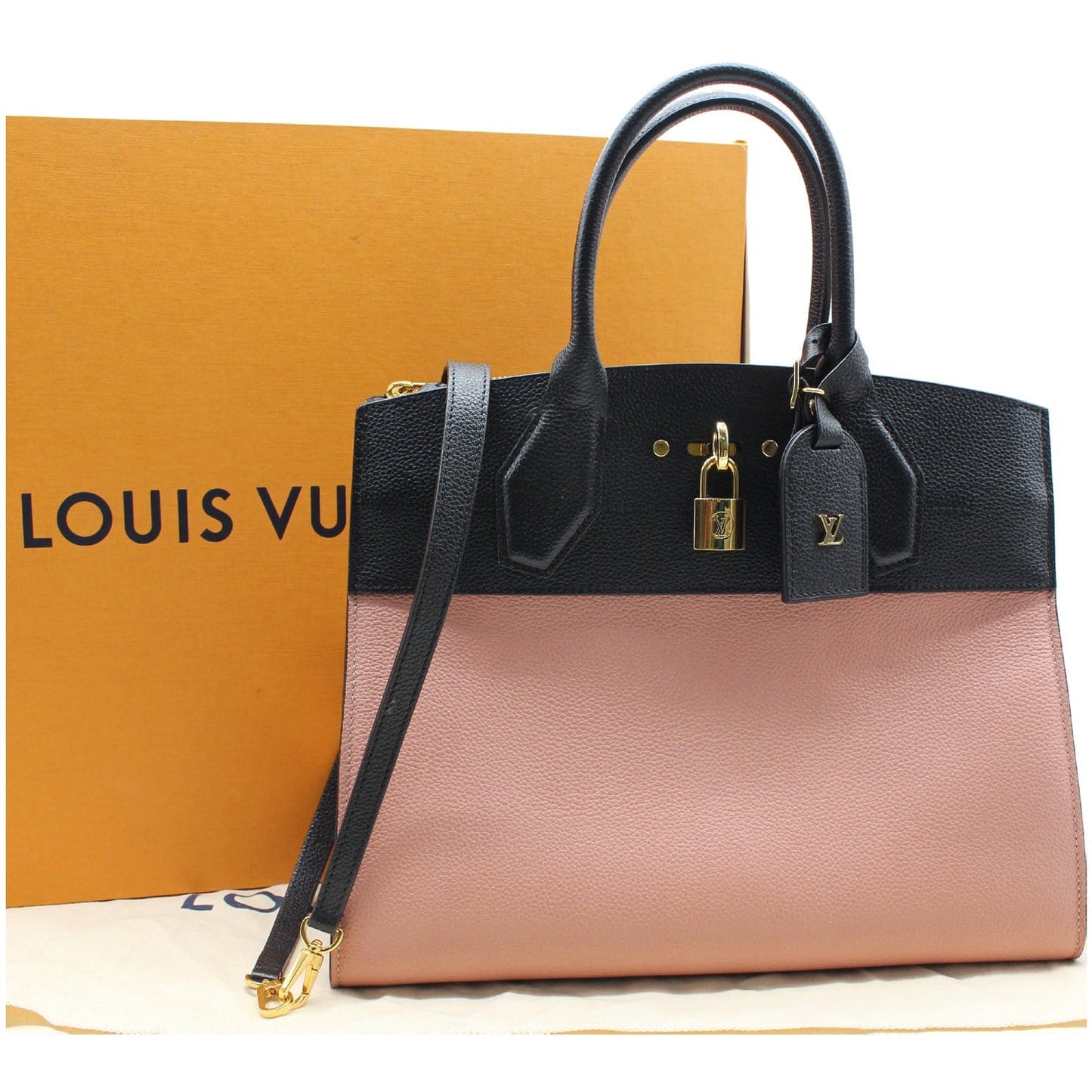 LOUIS VUITTON City Steamer MM Leather Shoulder Bag Magnolia