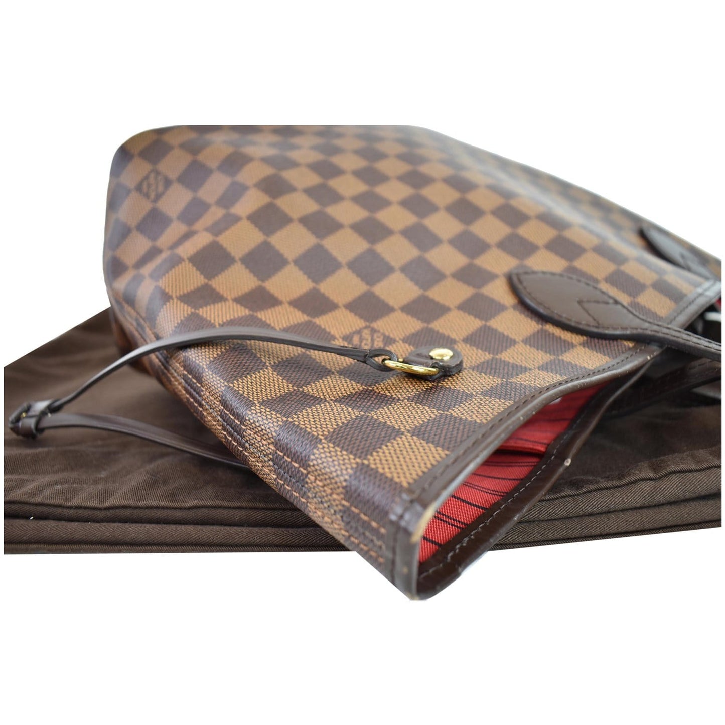 LOUIS VUITTON Neverfull MM Damier Ebene Shoulder Bag Brown