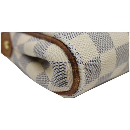 LOUIS VUITTON Pochette Eva Damier Azur Clutch Crossbody Bag White