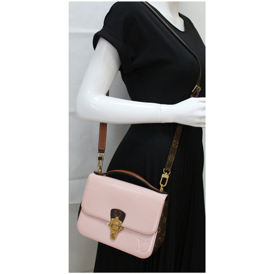LOUIS VUITTON Cherrywood BB Patent Leather Shoulder Bag Rose Ballerine