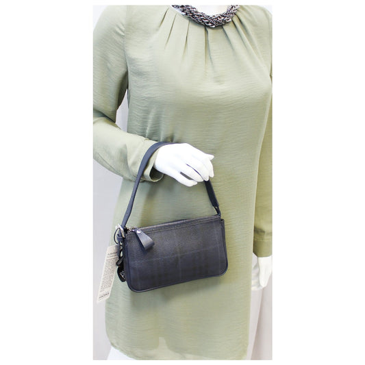 BURBERRY Coated Pochette Blue Canvas Clutch