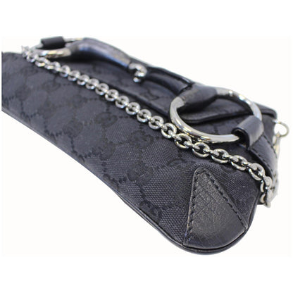 GUCCI Horsebit GG Canvas Clutch Bag Black