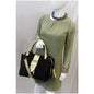 BURBERRY The Medium Buckle Suede and Snakeskin Tote Shoulder Bag Black