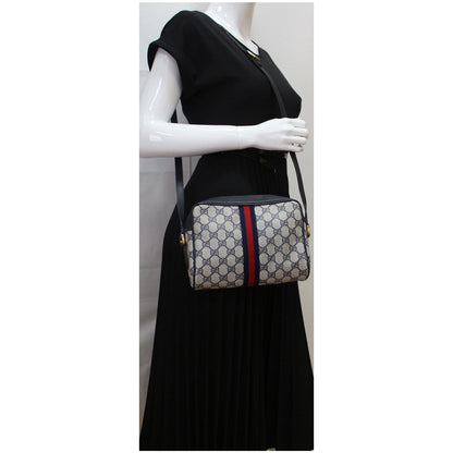 GUCCI Ophidia Vintage Supreme Canvas Shoulder Bag Black