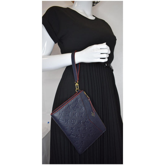 LOUIS VUITTON Melanie MM Monogram Empreinte Clutch Bag Black