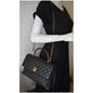 CHANEL Medium Coco Quilted Caviar Lizard Handle Shoulder Bag Black