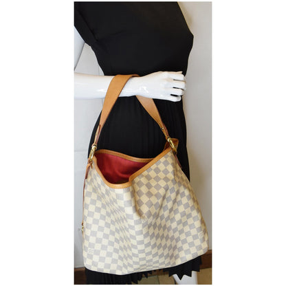 LOUIS VUITTON Delightful PM Damier Azur Shoulder Hobo Bag White