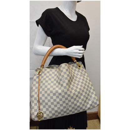 LOUIS VUITTON Artsy MM Damier Azur Shoulder Bag White