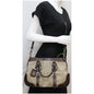 PRADA Jacquard Logo Canvas Leather Tote Shoulder Bag Beige
