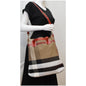 BURBERRY Susanna Medium Check Canvas Leather Bucket Shoulder Bag Red