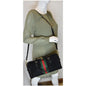 GUCCI Ophidia GG Suede Web Top Handle Shoulder Bag Black 524532
