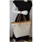 LOUIS VUITTON Neverfull MM Damier Azur Tote Shoulder Bag White
