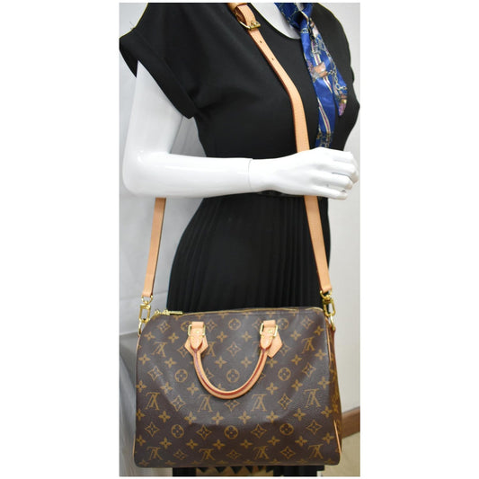 LOUIS VUITTON Speedy 30 Bandouliere Monogram Canvas Shoulder Bag Brown