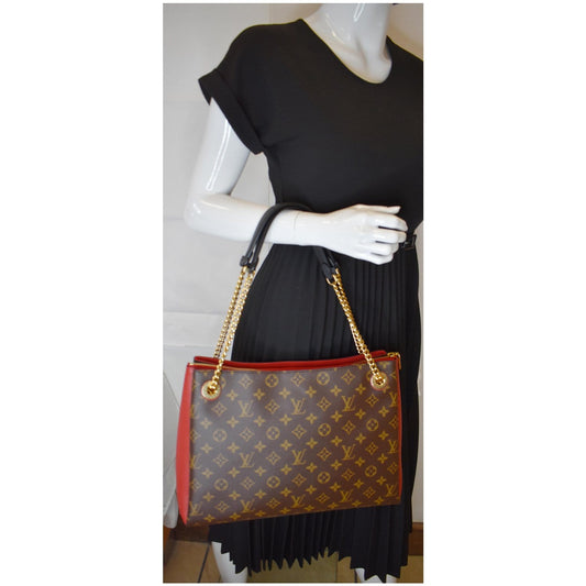 LOUIS VUITTON Surene MM Monogram Canvas Shoulder Bag Cerise
