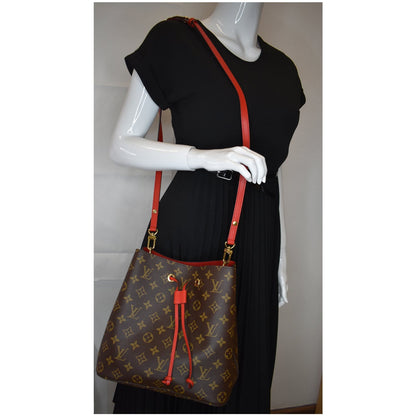 LOUIS VUITTON Neonoe Monogram Canvas Shoulder Bag Coquelicot