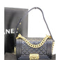 CHANEL Le Boy Small Lambskin Leather Shoulder Bag Black