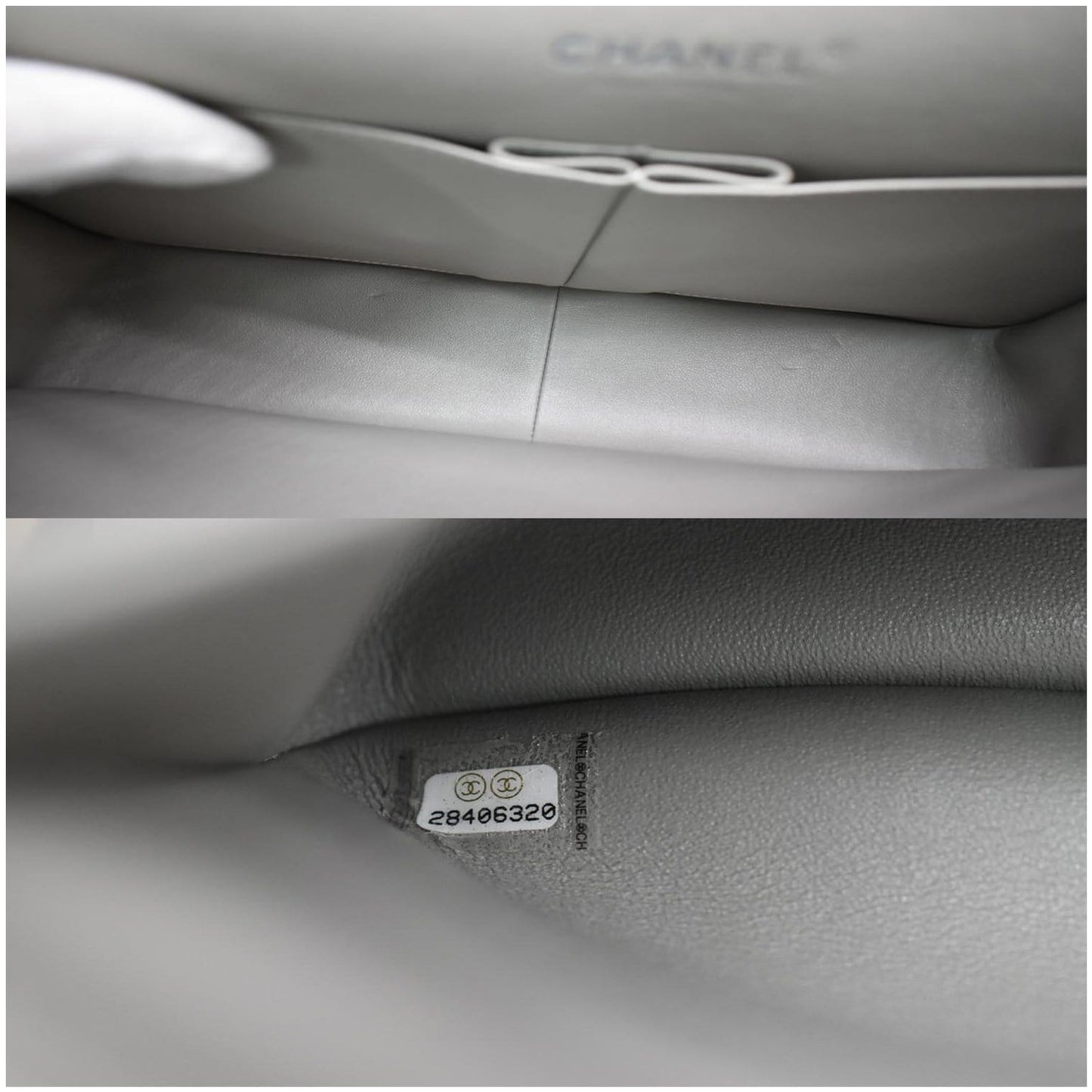CHANEL Classic Jumbo Double Flap Lambskin Leather Shoulder Bag Grey