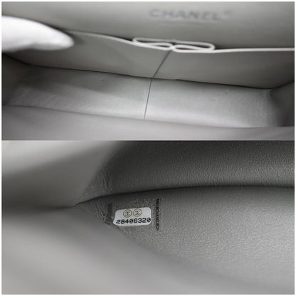 CHANEL Classic Jumbo Double Flap Lambskin Leather Shoulder Bag Grey