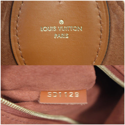 LOUIS VUITTON Flower Monogram Canvas Shoulder Hobo Bag Brown